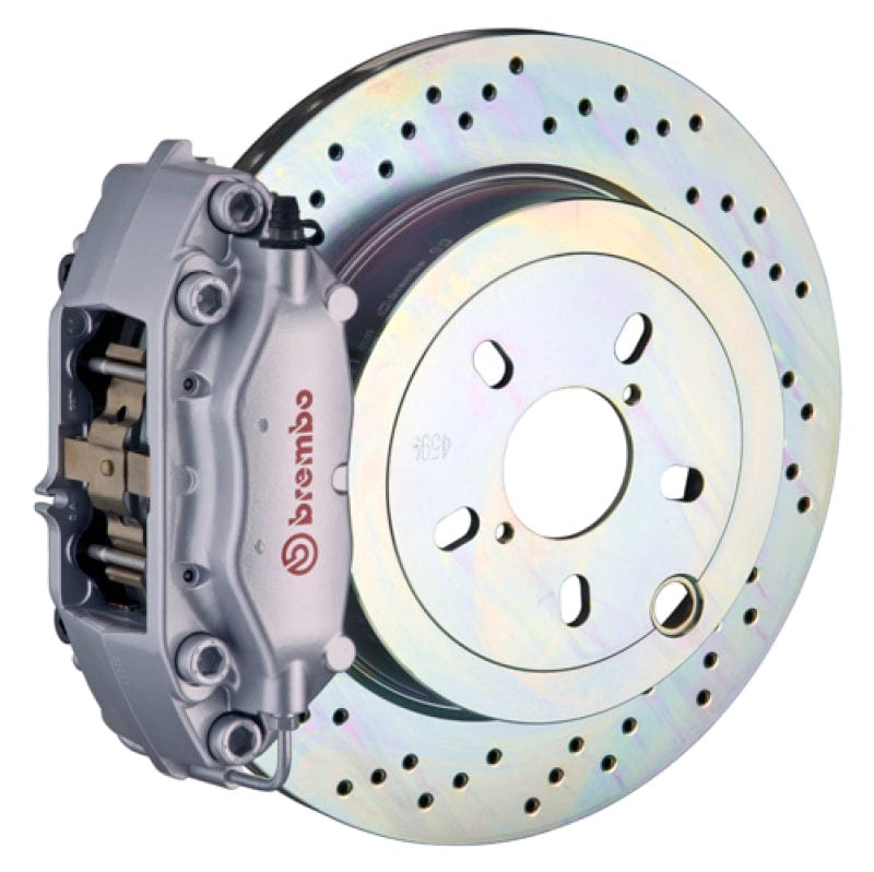 Kies-Motorsports Brembo Brembo 66-89 911S/SC/Carrera Rear GT BBK 4 Piston Cast 2pc 309x28 1pc Rotor Drilled-Silver
