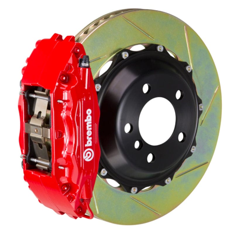 Kies-Motorsports Brembo Brembo 80-89 930 Front GT BBK 4 Piston Cast 2pc 355x32 2pc Rotor Slotted Type-1-Red