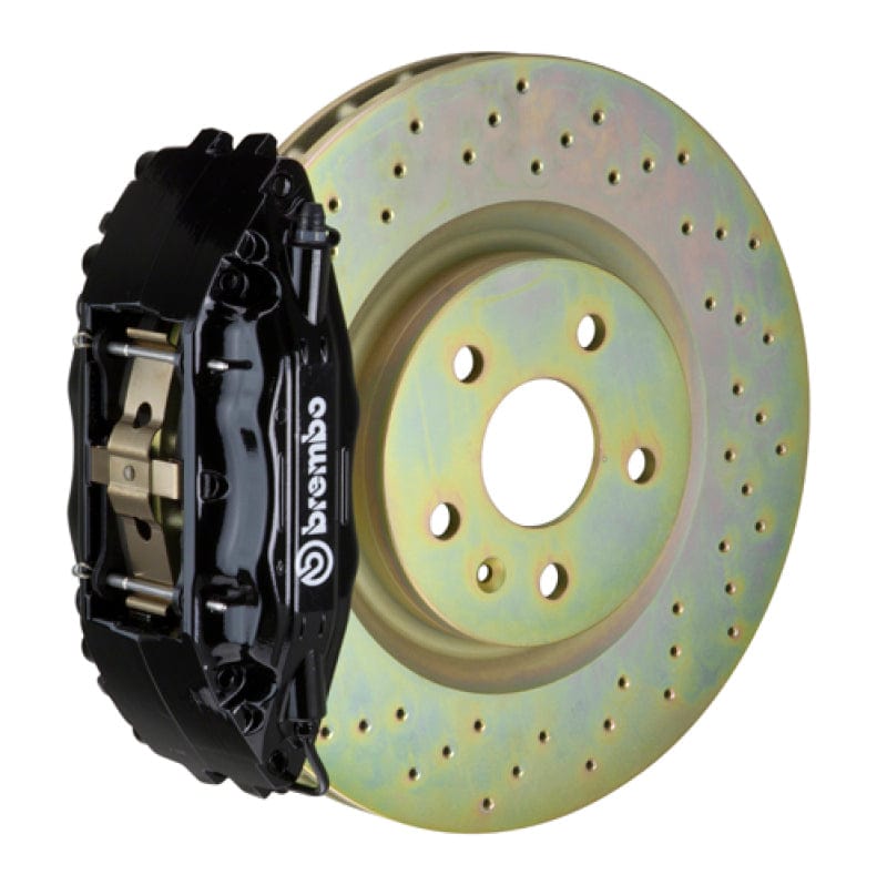 Kies-Motorsports Brembo Brembo 82-89 6-Series Front GT BBK 4 Piston Cast 2pc 332x32 1pc Rotor Drilled-Black Main image