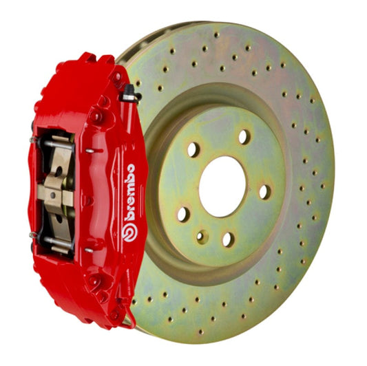 Kies-Motorsports Brembo Brembo 82-89 6-Series Front GT BBK 4 Piston Cast 2pc 332x32 1pc Rotor Drilled-Red
