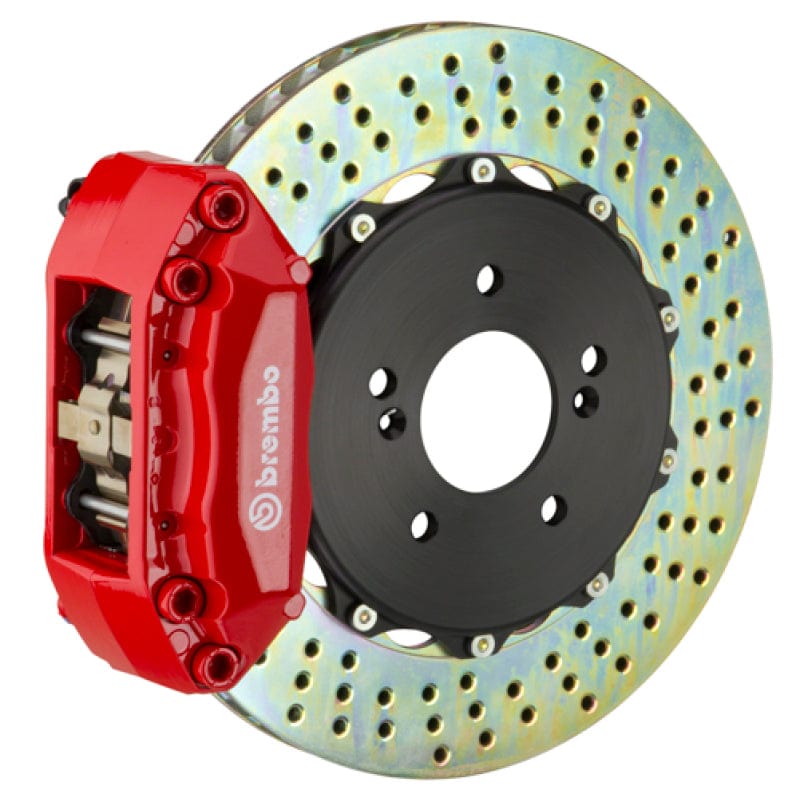 Kies-Motorsports Brembo Brembo 92-98 318i/325i (Excl. xDrive) Front GT BBK 4 Piston Cast 2pc 320x28 2pc Rotor Drilled-Red