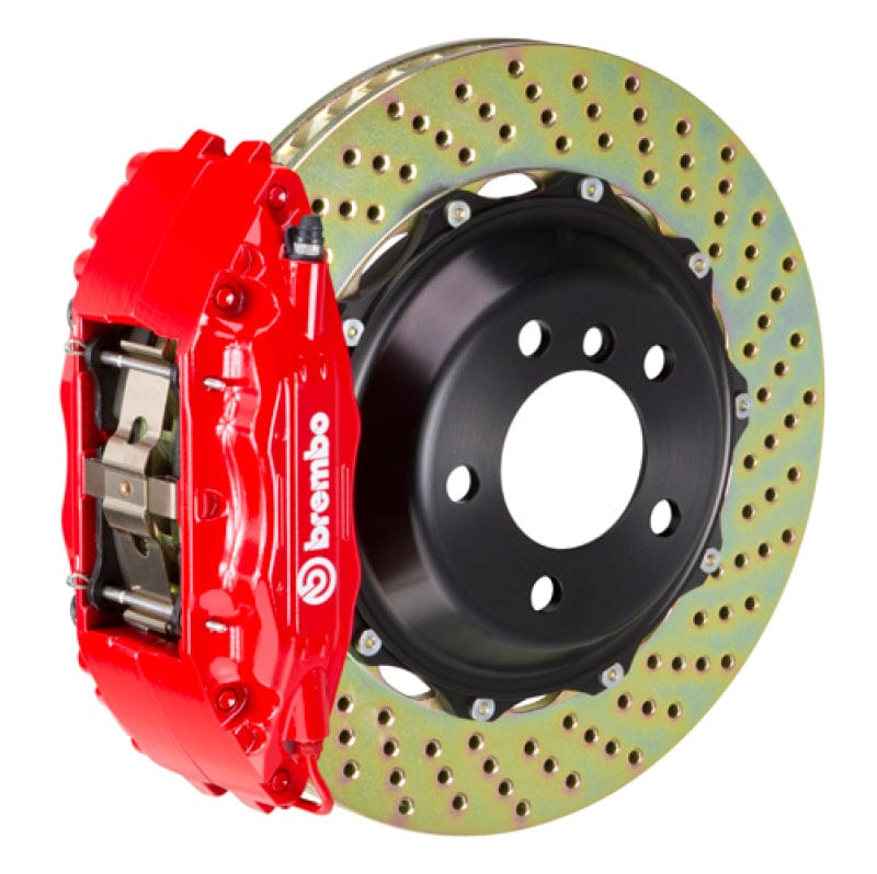 Kies-Motorsports Brembo Brembo 95-01 7-Series (E38) Front GT BBK 4 Piston Cast 2pc 355x32 2pc Rotor Drilled-Red