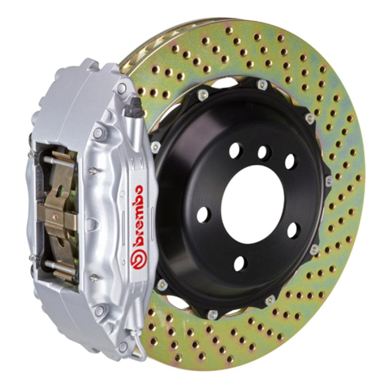 Kies-Motorsports Brembo Brembo 95-01 7-Series (E38) Front GT BBK 4 Piston Cast 2pc 355x32 2pc Rotor Drilled-Silver