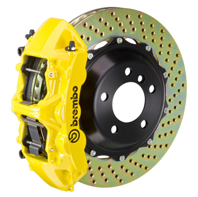 Kies-Motorsports Brembo Brembo 95-98 993 C2/C4/C4S/Turbo Front GT BBK 6 Piston Cast 355x32 2pc Rotor Drilled- Yellow
