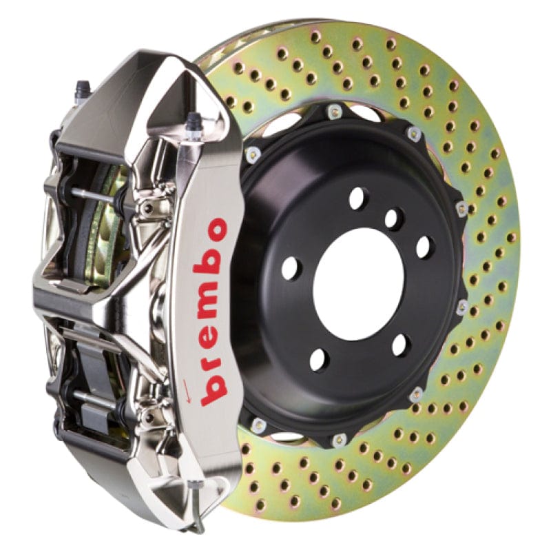 Kies-Motorsports Brembo Brembo 95-98 993 C2/C4/C4S/Turbo Front GTR BBK 6 Piston Billet 355x32 2pc Rotor Drilled- Nickel