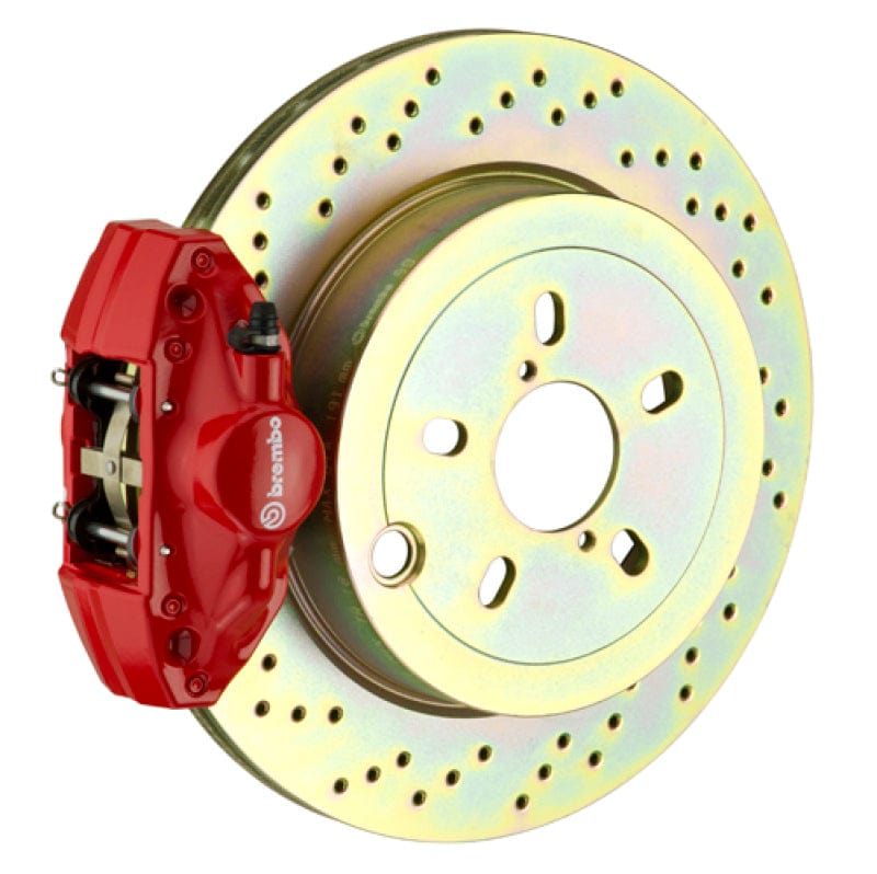 Kies-Motorsports Brembo Brembo 99-05 323i/325i/328i (Excl. xDrive) Rear GT BBK 2 Pist Cast 2pc 294x19 1pc Rotor Drilled-Red