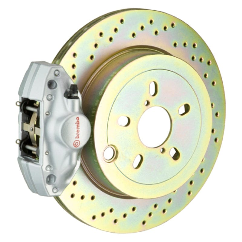 Kies-Motorsports Brembo Brembo 99-05 323i/325i/328i (Excl. xDrive) Rr GT BBK 2Pist Cast 2pc 294x19 1pc Rotor Drilled-Silver Main image