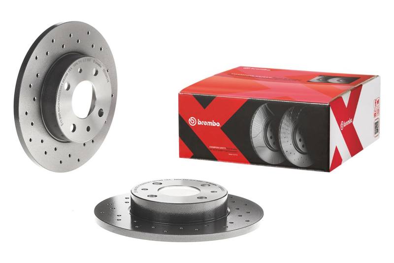 Kies-Motorsports Brembo OE Brembo 04-10 BMW X3 Rear Premium Xtra Cross Drilled UV Coated Rotor