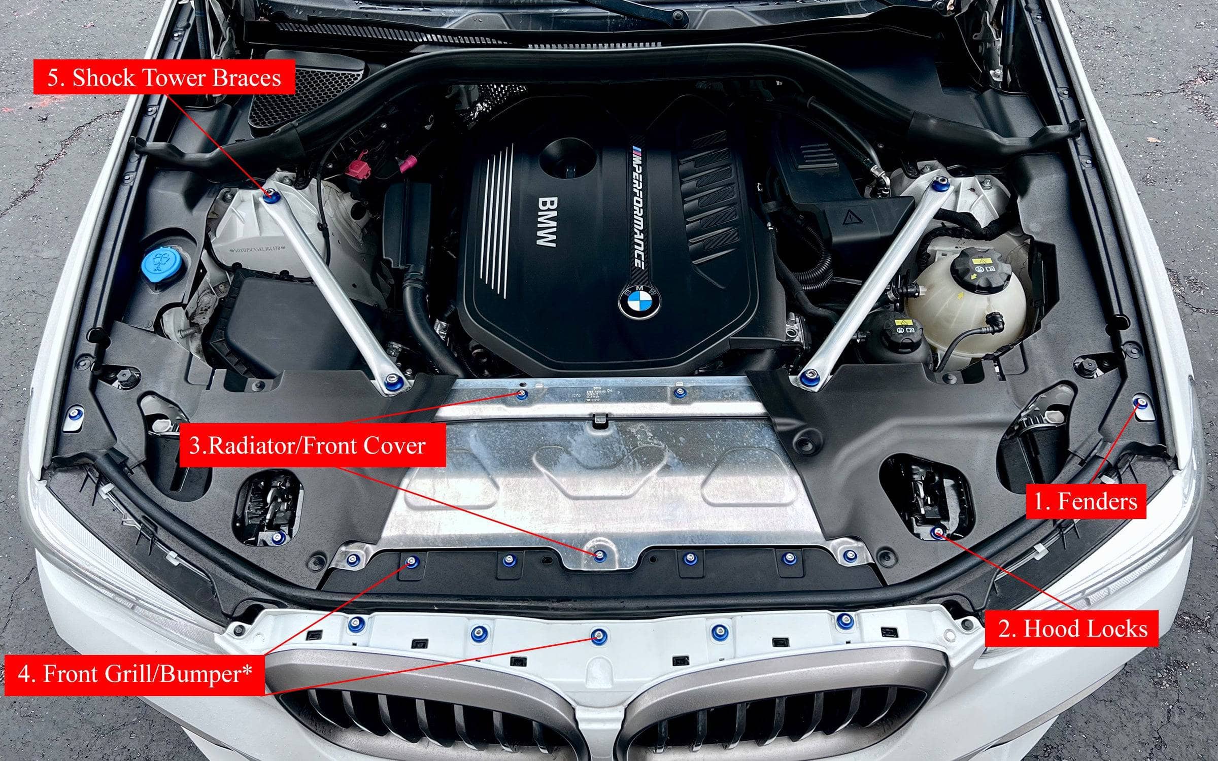 Kies-Motorsports Downstar Inc. BMW 2018+ X3/X4 Dress Up Hardware Kit (F97/F98/G01/G02)