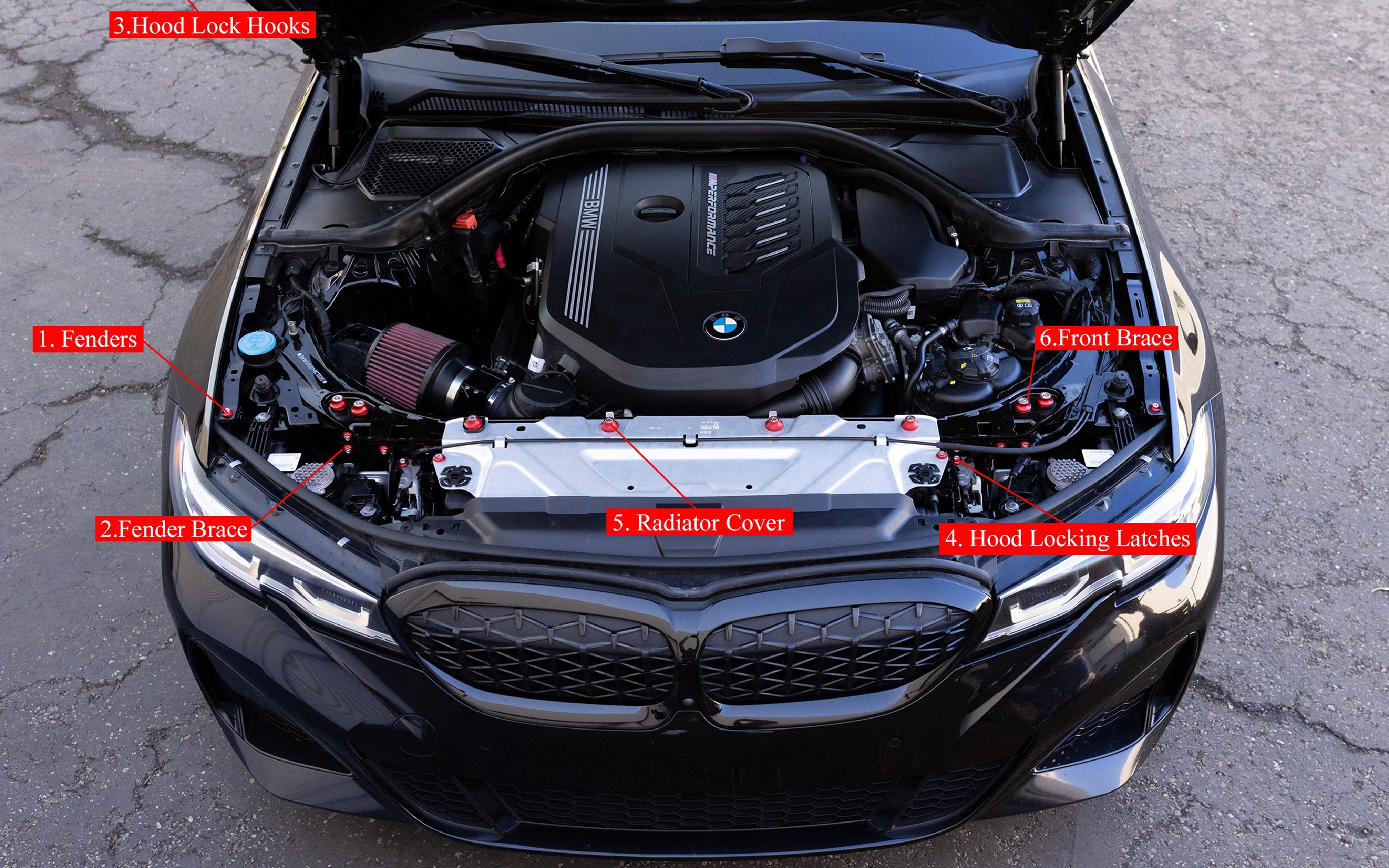 Kies-Motorsports Downstar inc. BMW G20 2019+ M340i Billet Dress Up Hardware Kit