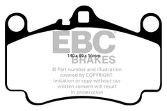Kies-Motorsports EBC EBC 03-05 Porsche 911 (996) (Cast Iron Rotor only) 3.6 Carrera 4S Yellowstuff Front Brake Pads