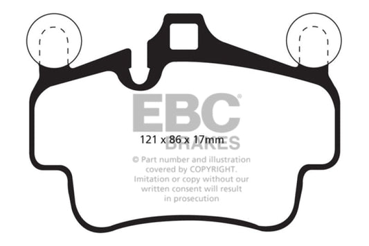 Kies-Motorsports EBC EBC 07-08 Porsche 911 (997) (Cast Iron Rotor only) 3.6 Carrera 2 Yellowstuff Front Brake Pads