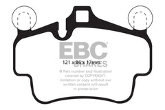 Kies-Motorsports EBC EBC 07-08 Porsche 911 (997) (Cast Iron Rotor only) 3.6 Carrera 2 Yellowstuff Front Brake Pads