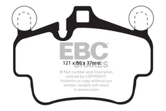 Kies-Motorsports EBC EBC 07-08 Porsche 911 (997) (Cast Iron Rotor only) 3.6 Carrera 2 Yellowstuff Front Brake Pads