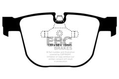 Kies-Motorsports EBC EBC 08-10 BMW M3 4.0 (E90) Yellowstuff Rear Brake Pads