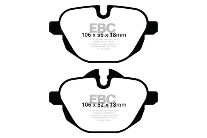 Kies-Motorsports EBC EBC 11+ BMW X3 2.0 Turbo (F25) Redstuff Rear Brake Pads