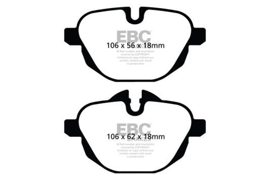 Kies-Motorsports EBC EBC 11+ BMW X3 2.0 Turbo (F25) Redstuff Rear Brake Pads