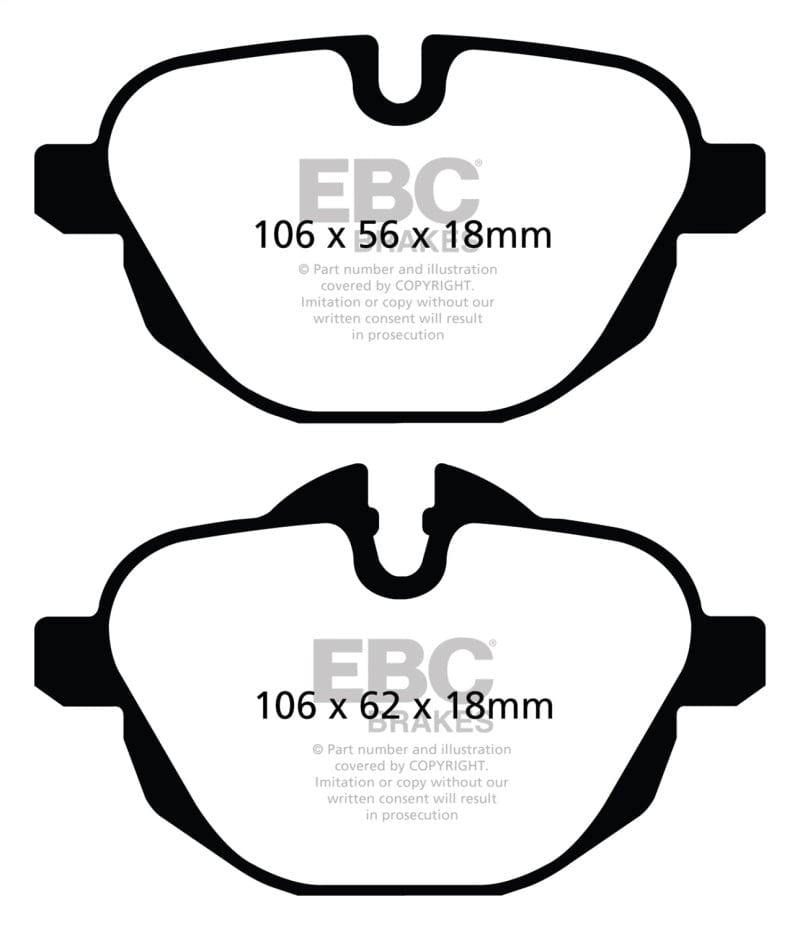 Kies-Motorsports EBC EBC 11+ BMW X3 2.0 Turbo (F25) Redstuff Rear Brake Pads