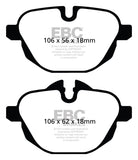 Kies-Motorsports EBC EBC 11+ BMW X3 2.0 Turbo (F25) Redstuff Rear Brake Pads