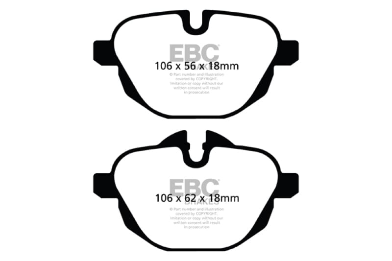 Kies-Motorsports EBC EBC 11+ BMW X3 2.0 Turbo (F25) Redstuff Rear Brake Pads