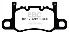 Kies-Motorsports EBC EBC 13-15 Porsche 911 (991) (Cast Iron Rotor only) 3.8 GT3 Yellowstuff Rear Brake Pads