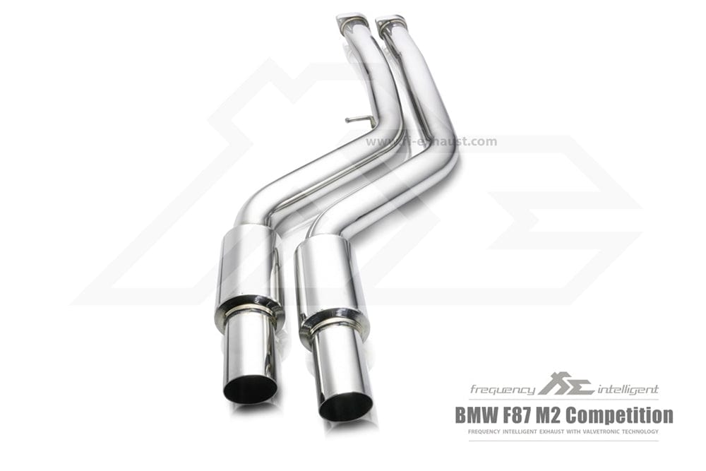 Kies-Motorsports Fi Exhaust BMW Fi Exhaust F87N M2 Competition |3.0T S55|2018+Front Pipe + Mid X-Pipe + Valvetronic Muffler + Quad Silver Tips (Retains OEM Valve Settings - No Remote)