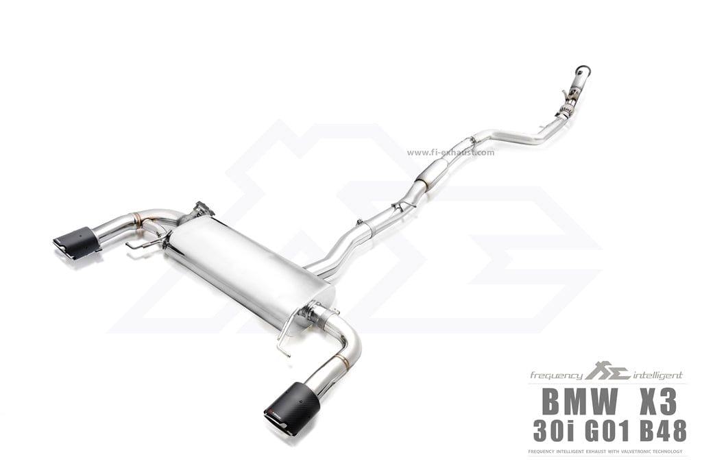 Kies-Motorsports Fi Exhaust BMW Fi Exhaust G01 X3 30i |B48|2019-2022 Front Pipe + Mid Pipe + Valvetronic Muffler + Dual Silver Tips (Retains OEM Valve Settings - No Remote)