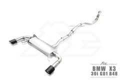 Kies-Motorsports Fi Exhaust BMW Fi Exhaust G01 X3 30i |B48|2019-2022 Front Pipe + Mid Pipe + Valvetronic Muffler + Dual Silver Tips (Retains OEM Valve Settings - No Remote)
