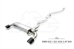 Kies-Motorsports Fi Exhaust BMW Fi Exhaust G20 / G21 320i 2.0T B46  |B46| 2019 +Front Pipe + Mid Pipe + Valvetronic Muffler + Dual Silver Tips + Standard Remote