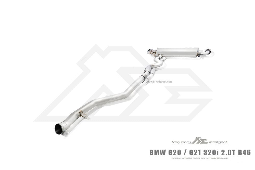 Kies-Motorsports Fi Exhaust BMW Fi Exhaust G20 / G21 320i 2.0T B46  |B46| 2019 +Front Pipe + Mid Pipe + Valvetronic Muffler + Dual Silver Tips + Standard Remote