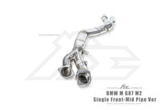 Kies-Motorsports Fi Exhaust BMW Fi Exhaust G87 M2 Single Front-Mid Pipe M-Perf |3.0TT S58|2022+Single Front-Mid Pipe + Valvetronic Muffler + Quad Silver Tips (Retains OEM Valve Settings - No Remote)