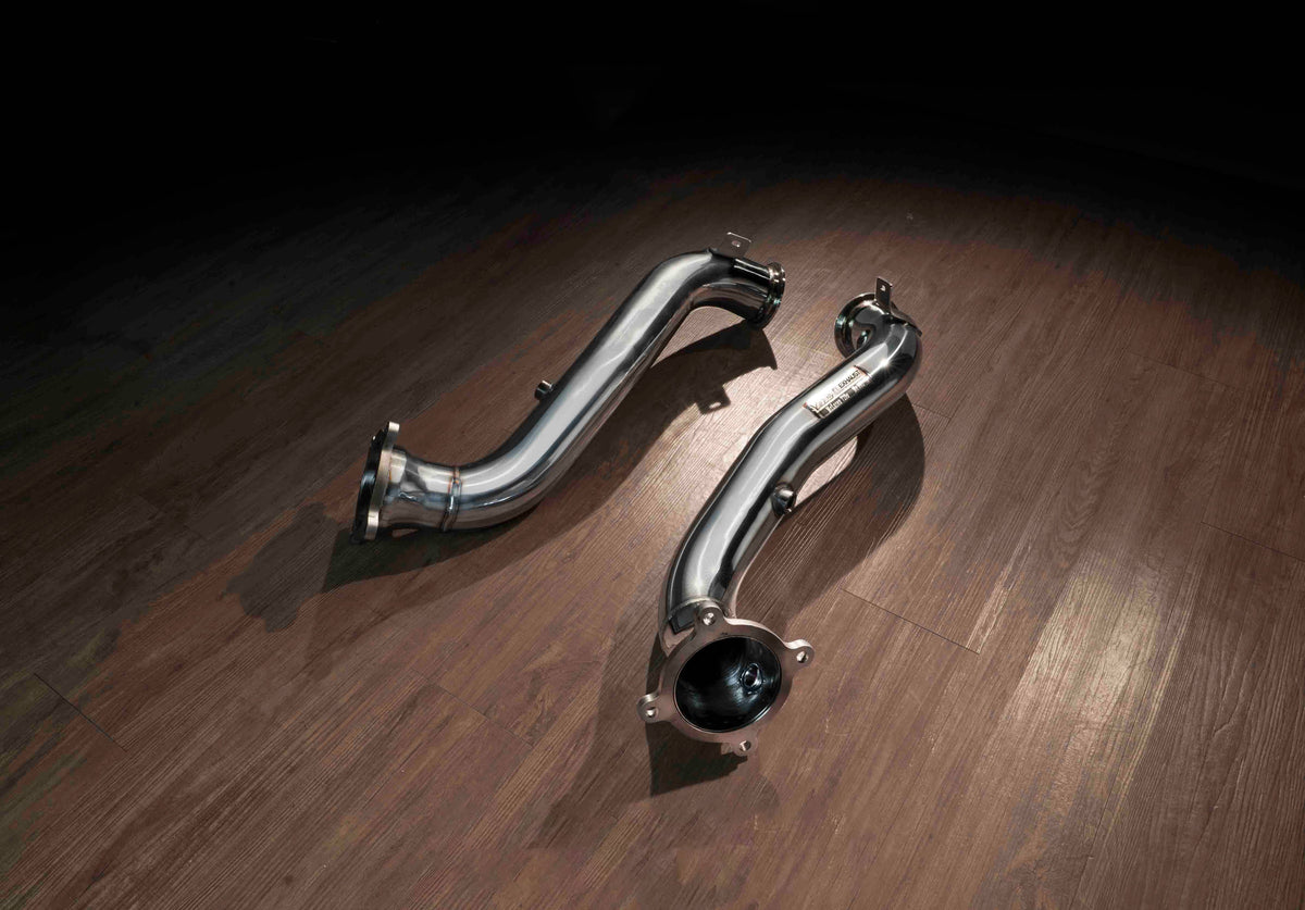 Kies-Motorsports Fi EXHAUST McLaren 720S | Non-Valve Version | 2017-2023 Sport 200 Cell Downpipe + Heat Protector for Downpipe