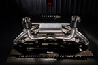 Kies-Motorsports Fi Exhaust Porsche 718 Cayman GT4 / Spyder Titanium|4.0 L MDG NA flat-6|2020 +Valvetronic Muffler (Titanium) + Dual Silver Tips (Stainless) (Retains OEM Valve Settings - No Remote) (Before 2020.2)