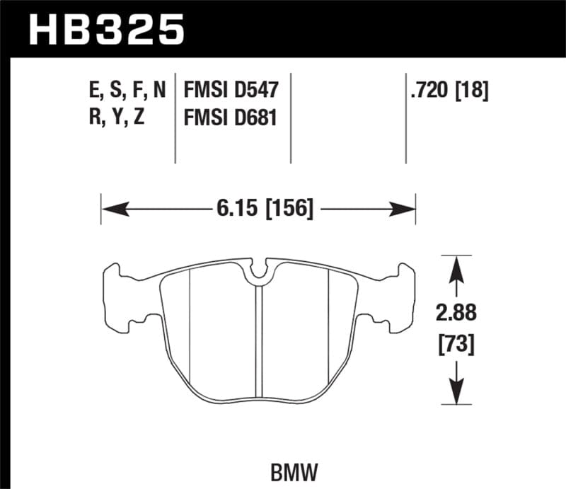 Kies-Motorsports Hawk Performance Hawk 04-06 BMW X5 3.0i/4.4i HPS 5.0 Street Front Brake Pads