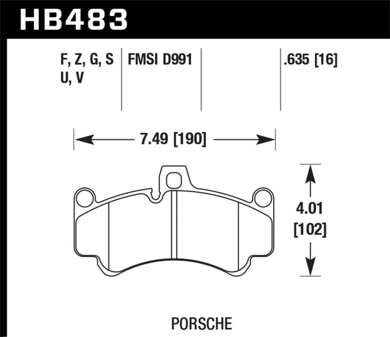Kies-Motorsports Hawk Performance Hawk 05-08 Porsche 911 3.6L Carrera Ceramic Composite Brakes Front ER-1 Brake Pads