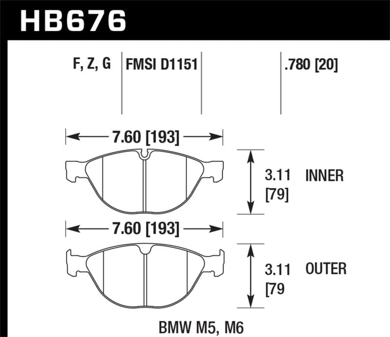 Kies-Motorsports Hawk Performance Hawk 06-10 BMW M5/M6 Perf Ceramic Street Front Brake Pads