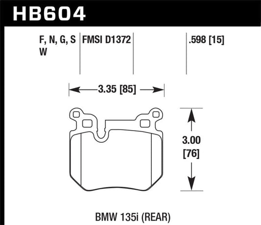 Kies-Motorsports Hawk Performance Hawk 08-13 BMW 135i 3.0L Base Rear ER-1 Brake Pads