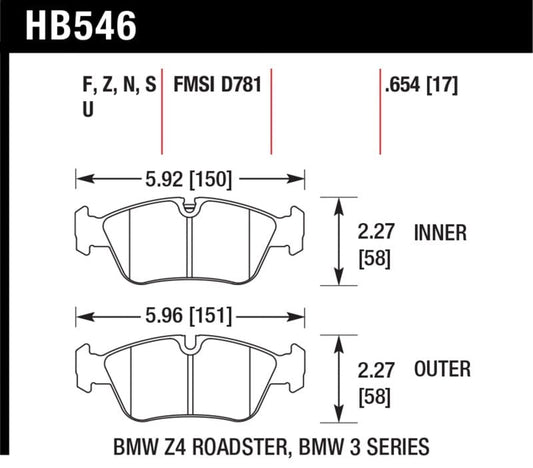 Kies-Motorsports Hawk Performance Hawk 08 BMW Z4 3.0L HPS 5.0 Front Brake Pads