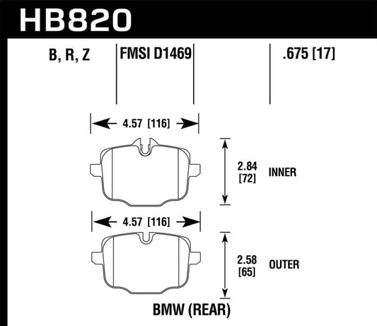 Kies-Motorsports Hawk Performance Hawk 12-17 BMW M6 / 14-17 BMW M6 Gran Coupe / 13-16 BMW M5 HPS 5.0 Rear Brake Pads