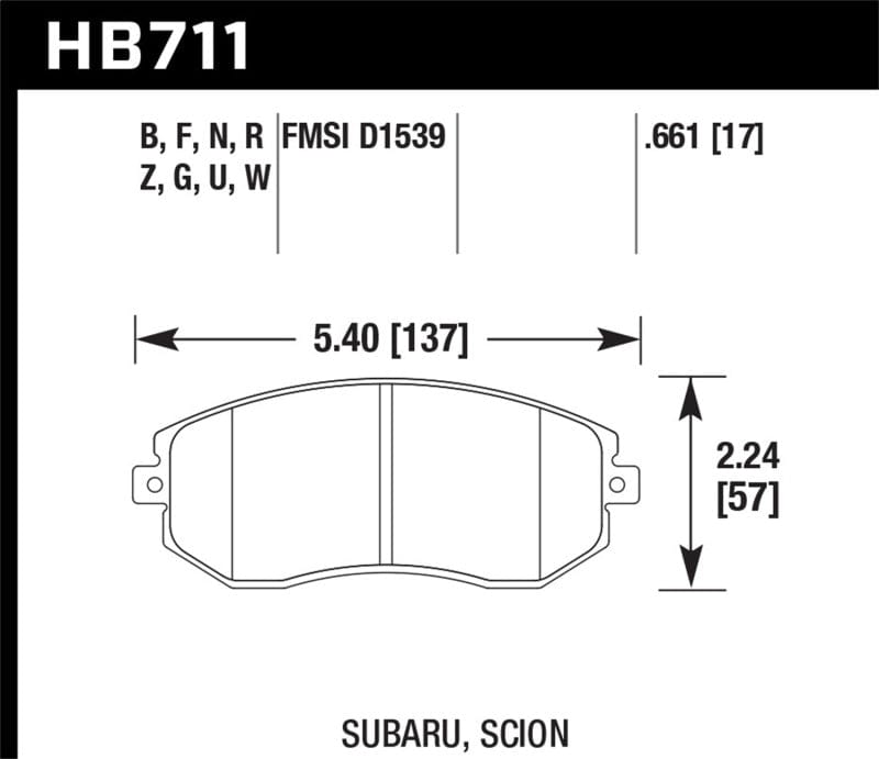 Kies-Motorsports Hawk Performance Hawk 13-16 Scion FR-S 2.0L Base OE Incl.Clips Shims Front ER-1 Brake Pads