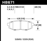 Kies-Motorsports Hawk Performance Hawk 13-16 Scion FR-S 2.0L Base OE Incl.Clips Shims Rear ER-1 Brake Pads