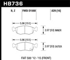 Kies-Motorsports Hawk Performance Hawk 14-16 Fiat 500 c Front ER-1 Brake Pads