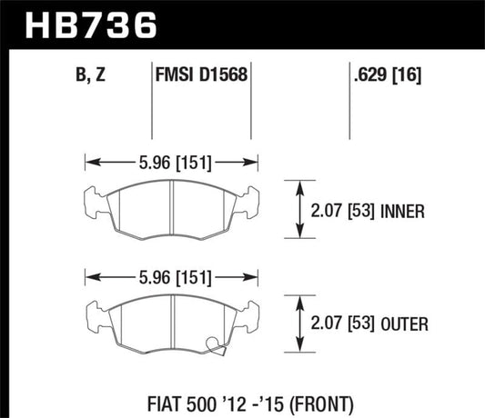 Kies-Motorsports Hawk Performance Hawk 14-16 Fiat 500 c Front ER-1 Brake Pads