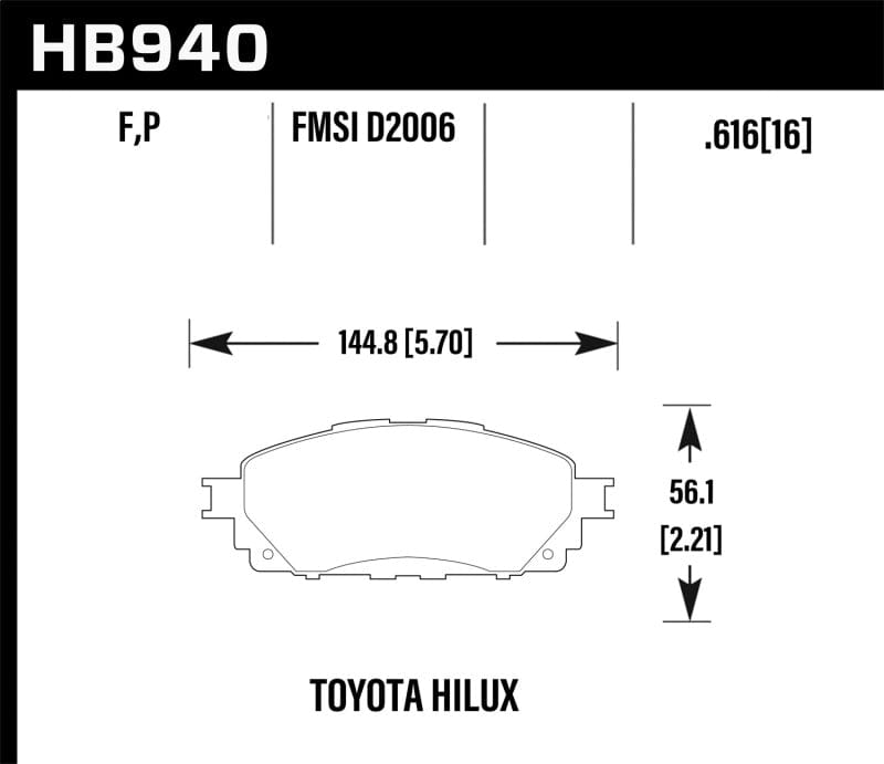 Kies-Motorsports Hawk Performance Hawk 16-17 Toyota Hilux Street HPS Front Brake Pads