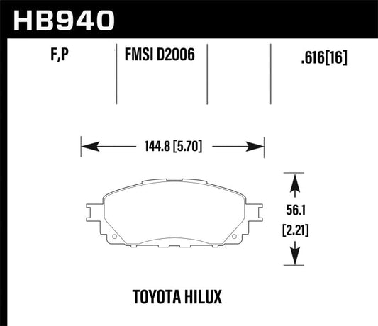 Kies-Motorsports Hawk Performance Hawk 16-17 Toyota Hilux Street HPS Front Brake Pads
