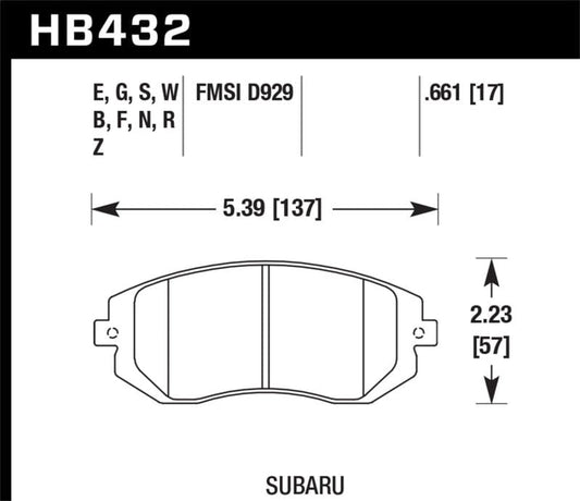 Kies-Motorsports Hawk Performance Hawk 2006 Saab 9-2X 2.5L 2.5i Front ER-1 Brake Pads