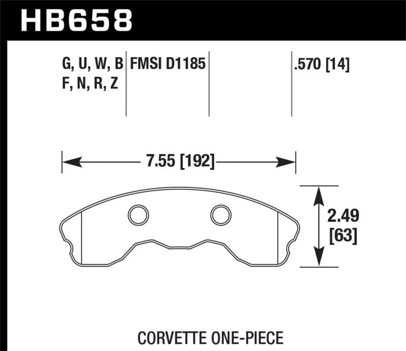 Kies-Motorsports Hawk Performance Hawk 2010-2013 Chevy Corvette Grand Sport (One-Piece Pads) ER-1 Motorsports Front Brake Pads