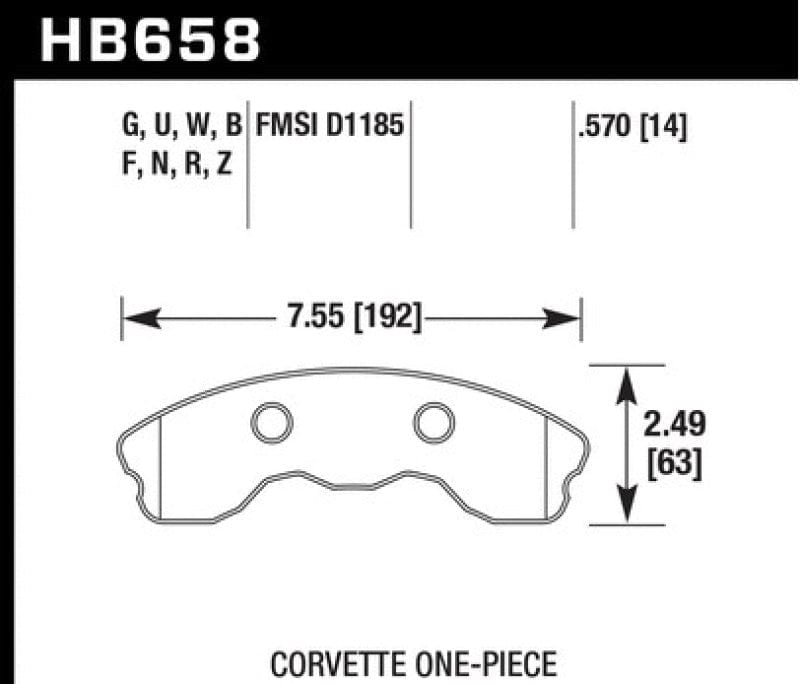 Kies-Motorsports Hawk Performance Hawk 2010-2013 Chevy Corvette Grand Sport (One-Piece Pads) ER-1 Motorsports Front Brake Pads