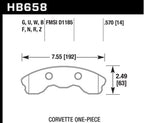 Kies-Motorsports Hawk Performance Hawk 2010-2013 Chevy Corvette Grand Sport (One-Piece Pads) ER-1 Motorsports Front Brake Pads