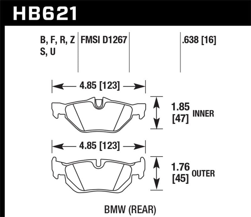 Kies-Motorsports Hawk Performance Hawk 2011 BMW 125i Rear ER-1 Brake Pads